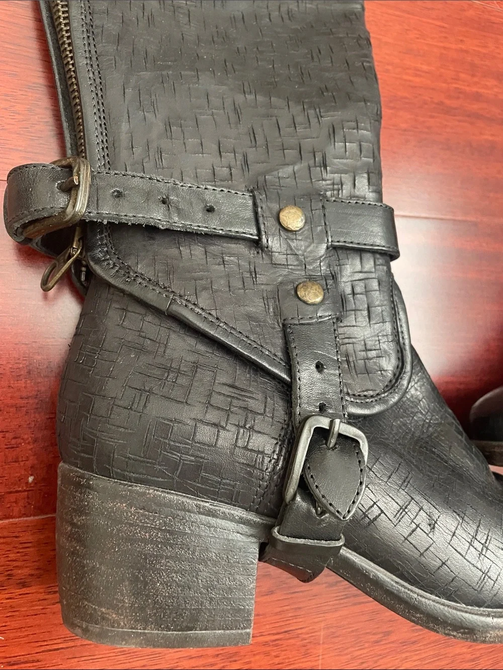 UGG Collection Cortona Weave Nero Black Italian Leather Convertible OTK Boots